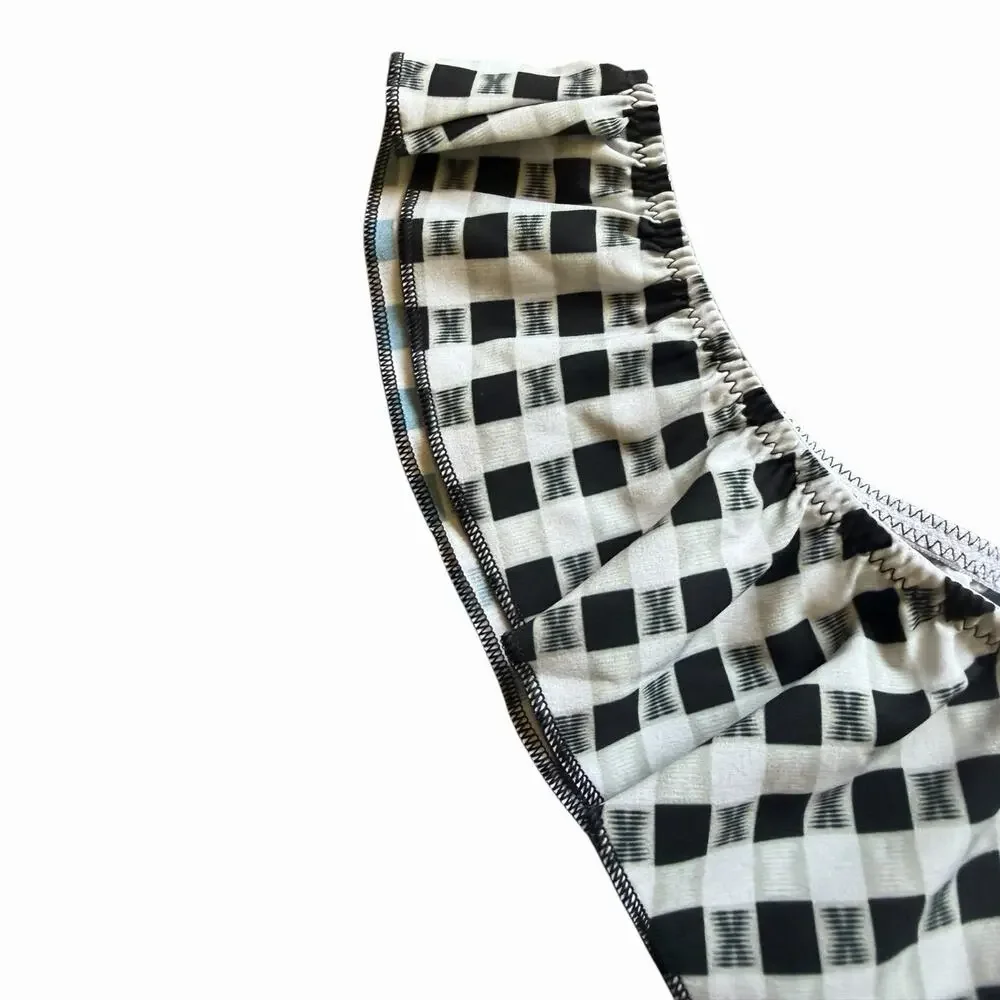 Savage X Fenty Gingham Ruffle Panty Size Medium NWT Black White Rihanna